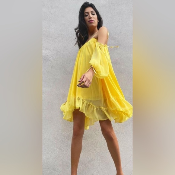 We Are Hah Dresses & Skirts - HAH hot as hell dress size xs/s Elegant Yellow Off-Shoulder Dress  C2